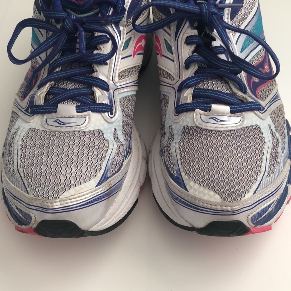 Saucony Guide 8 running shoes with mesh sides size 9 colors of silver blue white - Picture 5 of 8